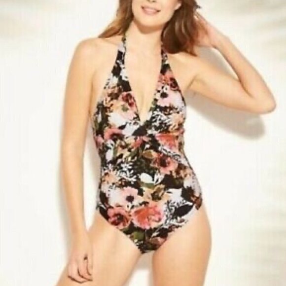 Kona Sol Floral Halter one piece swimsuit Small - Picture 3 of 8